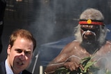 Prince William is welcomed with a traditional Aboriginal smoking ceremony