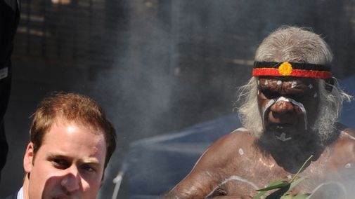 Prince William is welcomed with a traditional Aboriginal smoking ceremony