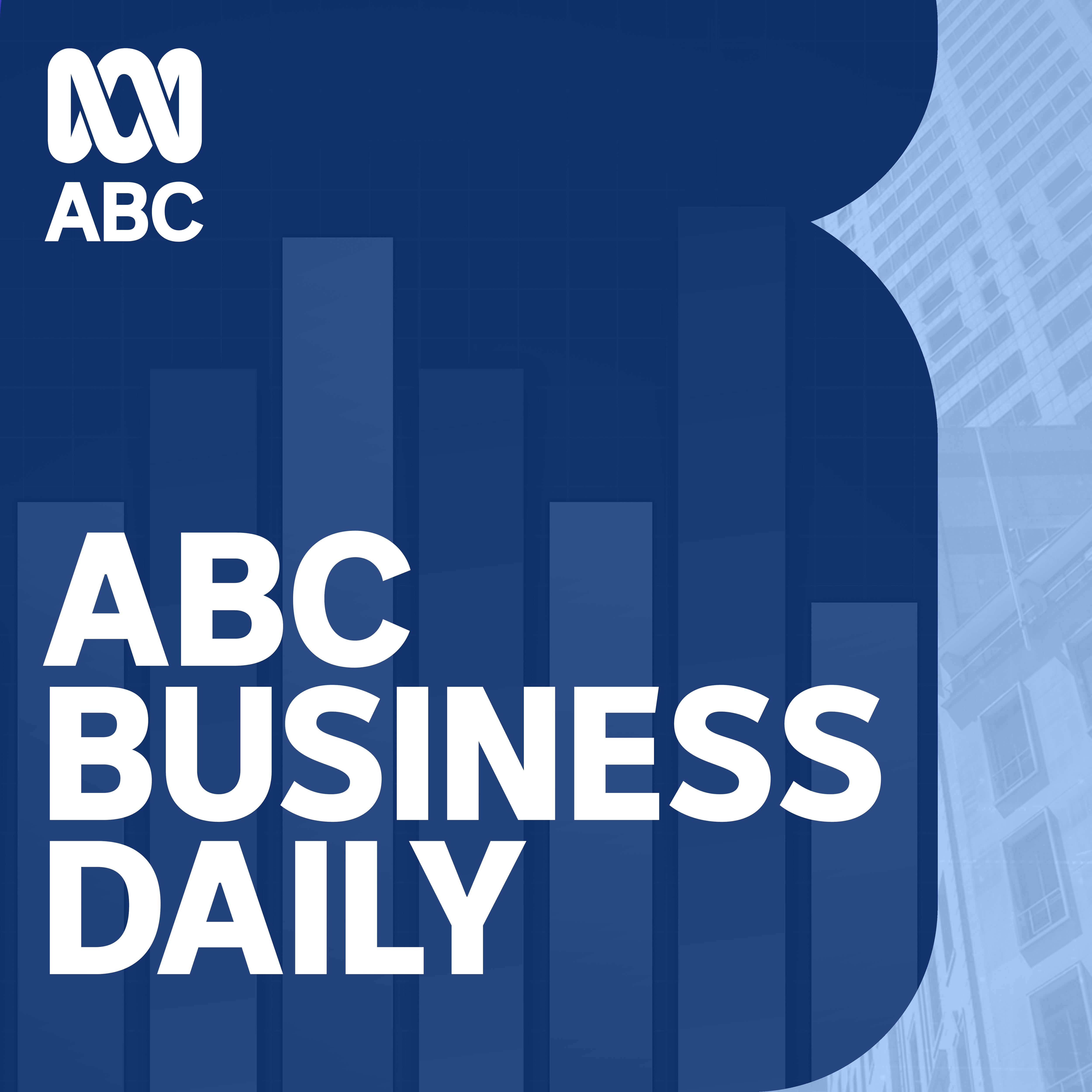 Podcast artwork for ABC Business Daily with a blue background on ABC listen.