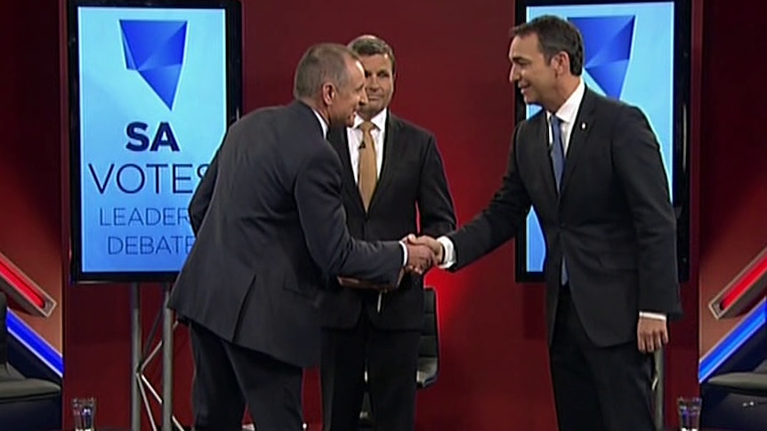 Jay Weatherill and Steven Marshall go head to head