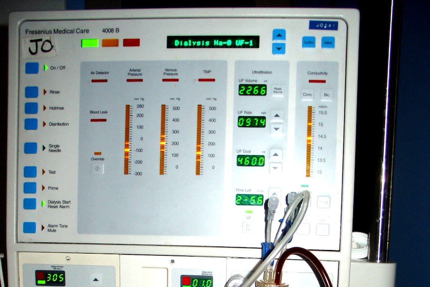 A kidney dialysis machine