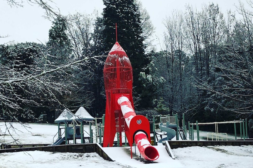 A playground in the snow