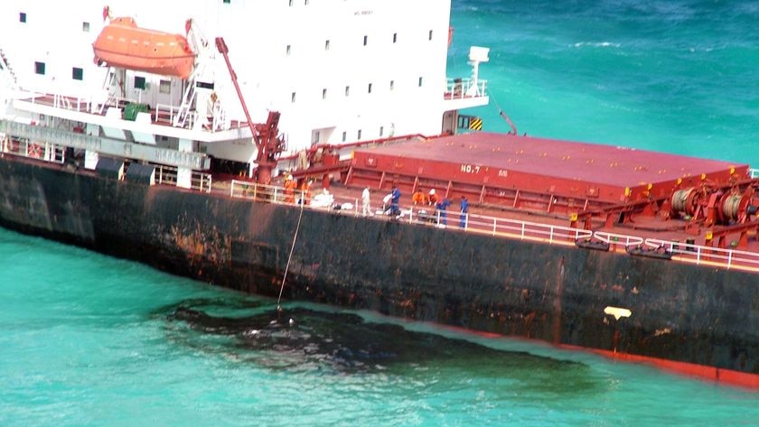 The ship has leaked about two tonnes of oil and maritime authorities are trying to stop more seepage.