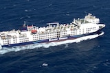 A livestock export ship on the ocean 