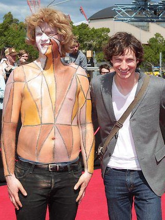 Tom Ballard (L) with Gotye and Triple J co-presenter Alex Dyson (R), November 27, 2011.