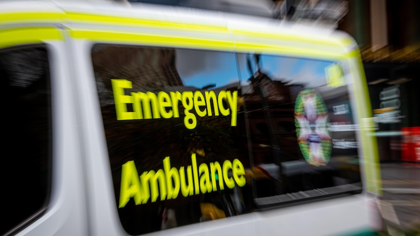 A close-up of the side of an ambulance