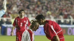 David Beckham confronts Turkey's Alpay