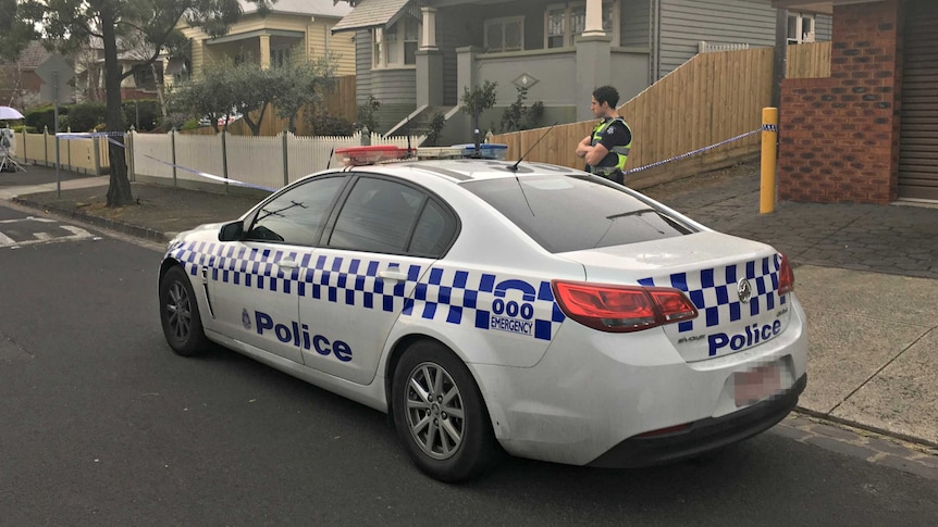 Police car at scene of shooting in Brunswick West