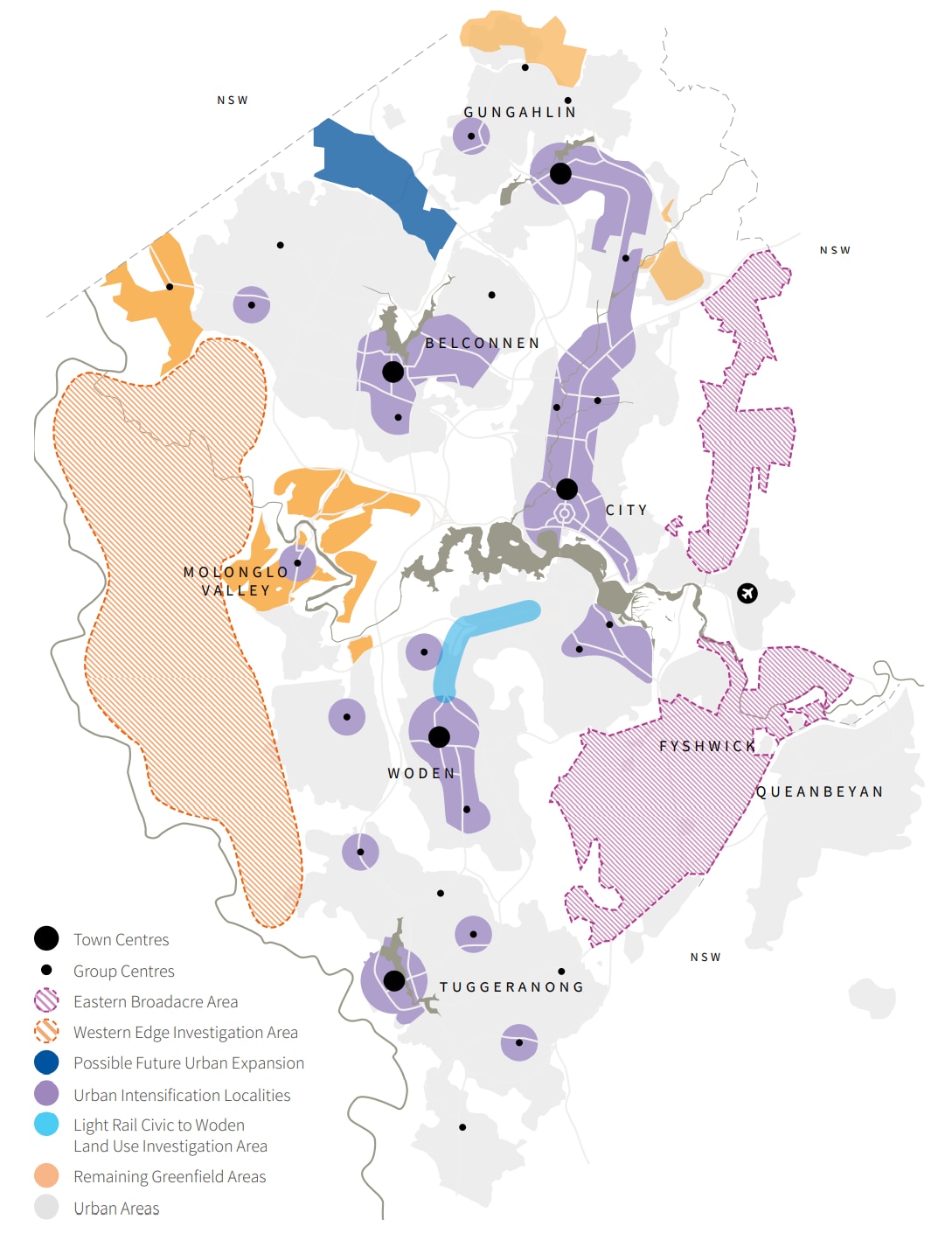 Une carte de Canberra.