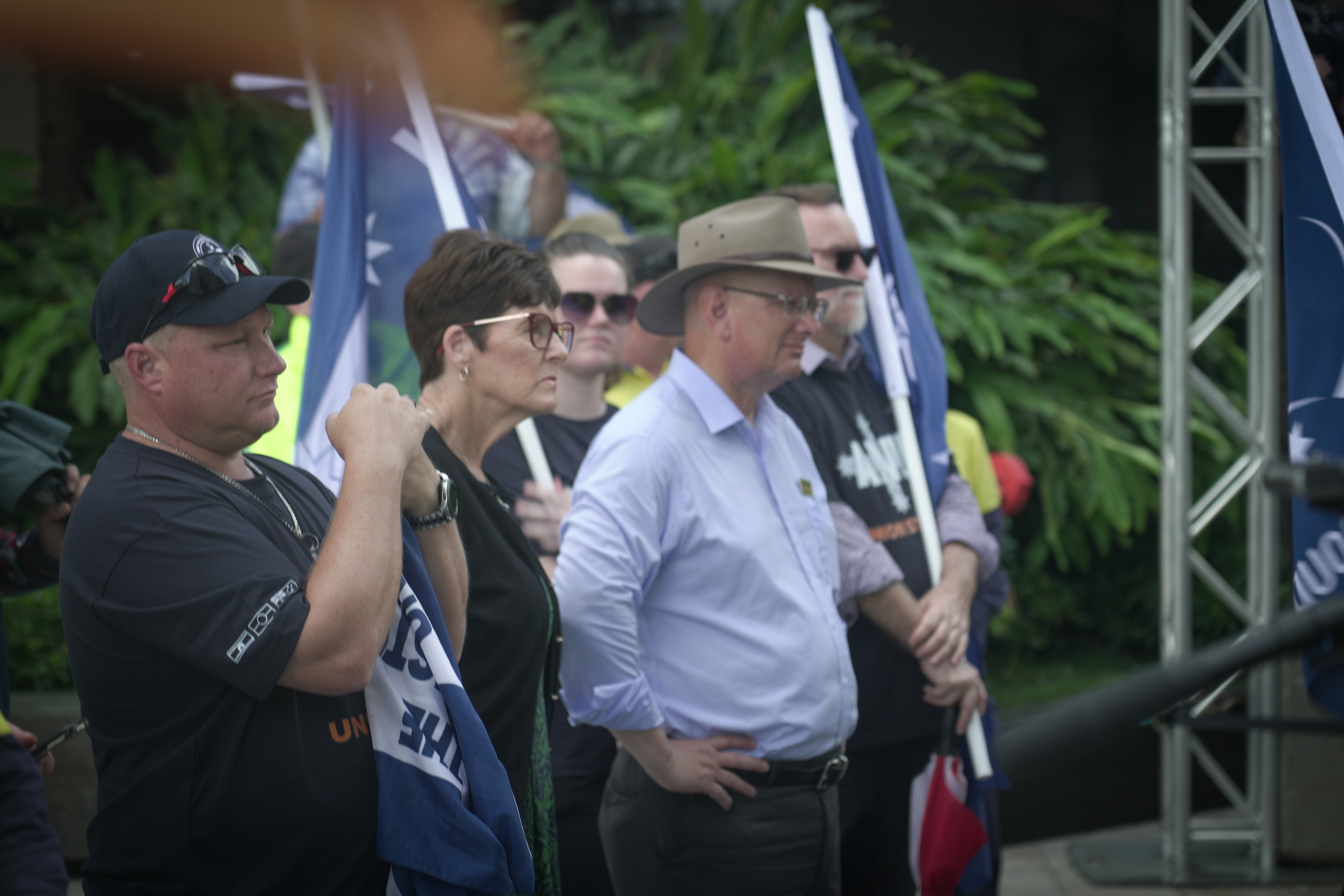 Groups of union protestors in Ipswich