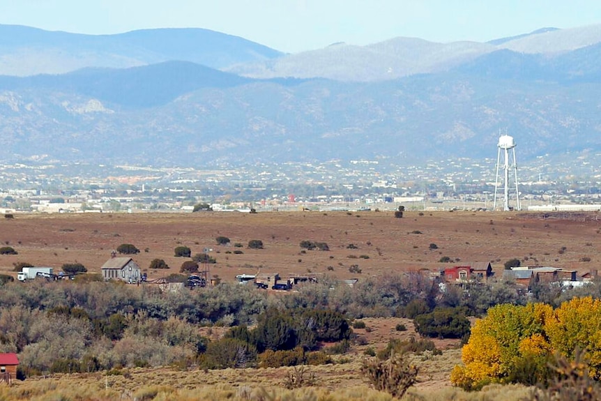 An view of the set at Bonanza Creek Ranch, where the movie Rust was being filmed. 