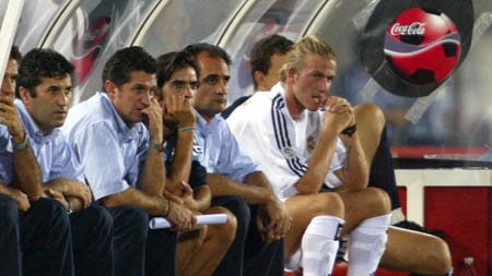 David Beckham on Real bench