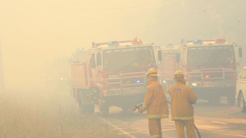 Race is on: hundreds of firefighters have been working around the clock, including in the town of Upwey, north-east of Melbourne