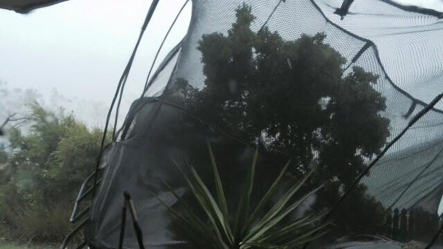 Trampoline snapped in half by Tropical Cyclone Marcia in Yeppoon - VERTICAL OR 1X1 ONLY