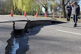 A seismic rupture in a Christchurch road.