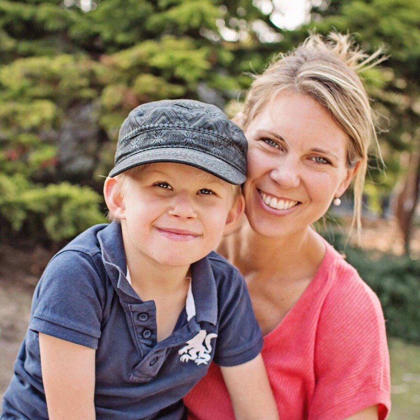 Portrait of demographer Lisa Denny with her son Rory, who has disabilities