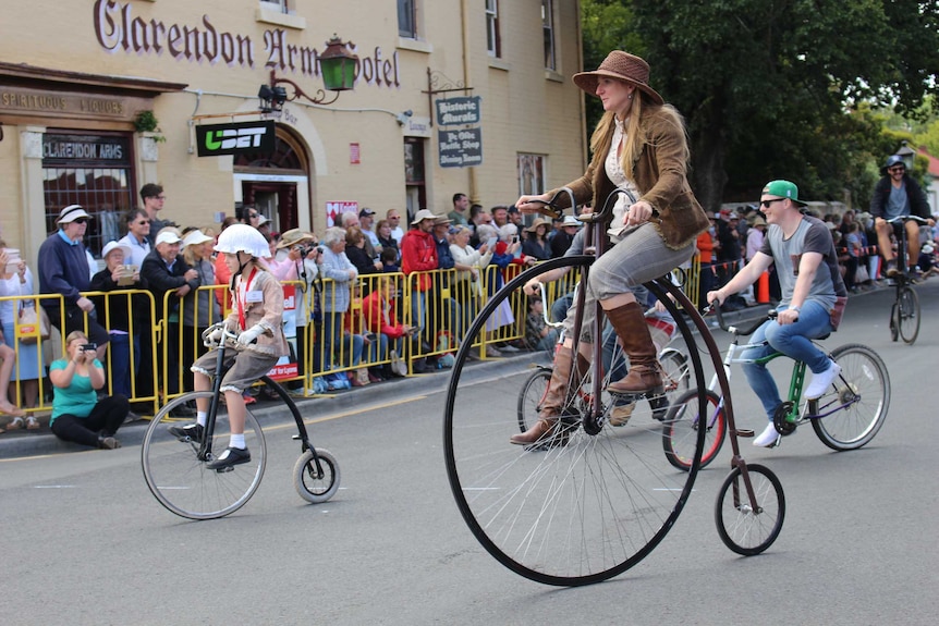 The grand parade at the penny-farthing championships