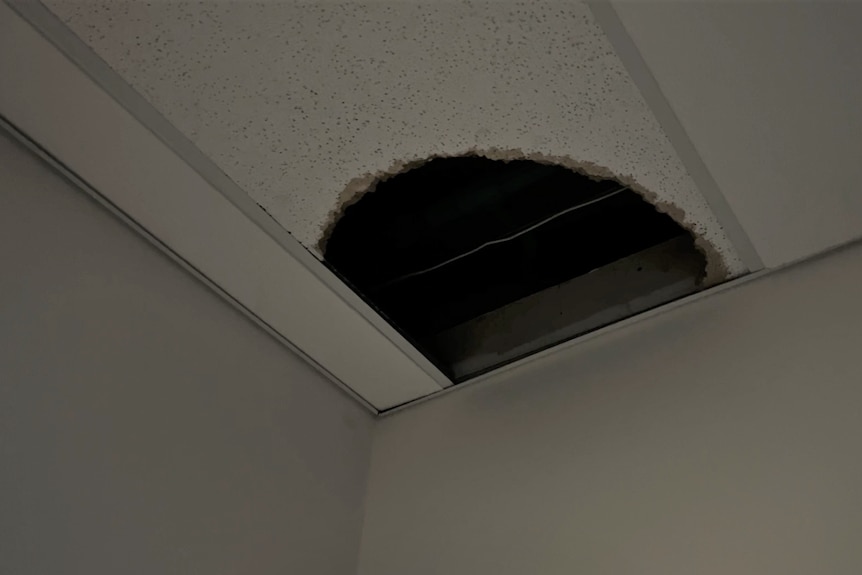 A hole in the ceiling.