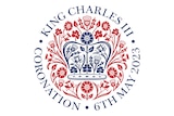 The coronation emblem of King Charles III and Camilla, Queen Consort on a white background
