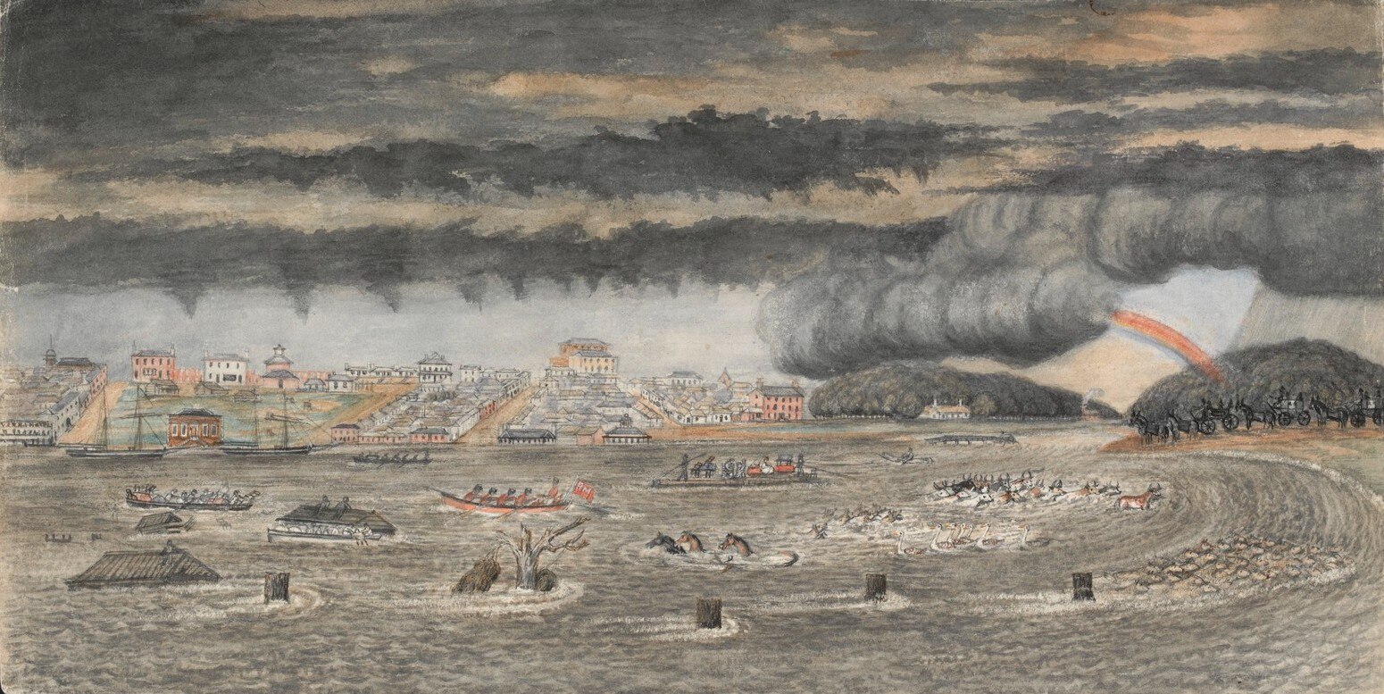 A painting of a flood.