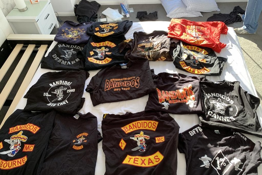 Bandidos t-shirts seized in the raids.