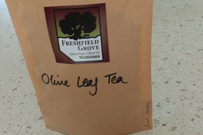Olive leaf tea from Freshfield Grove olive orchard in Southern Tasmania