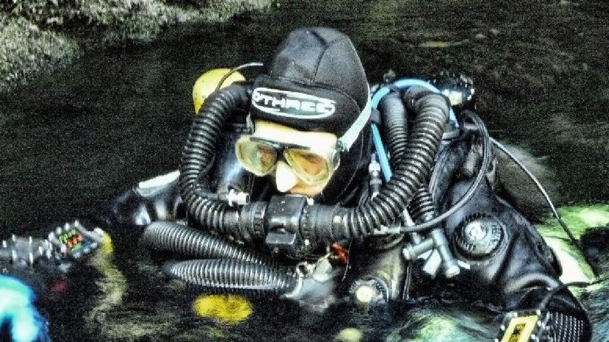 Dr Richard Harris in diving gear.