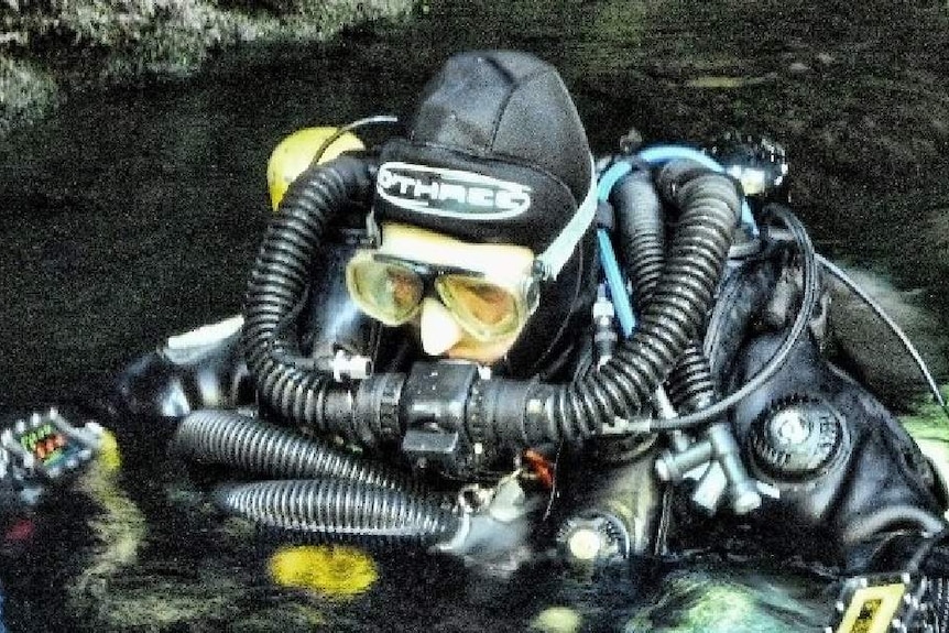 Dr Richard Harris in diving gear.