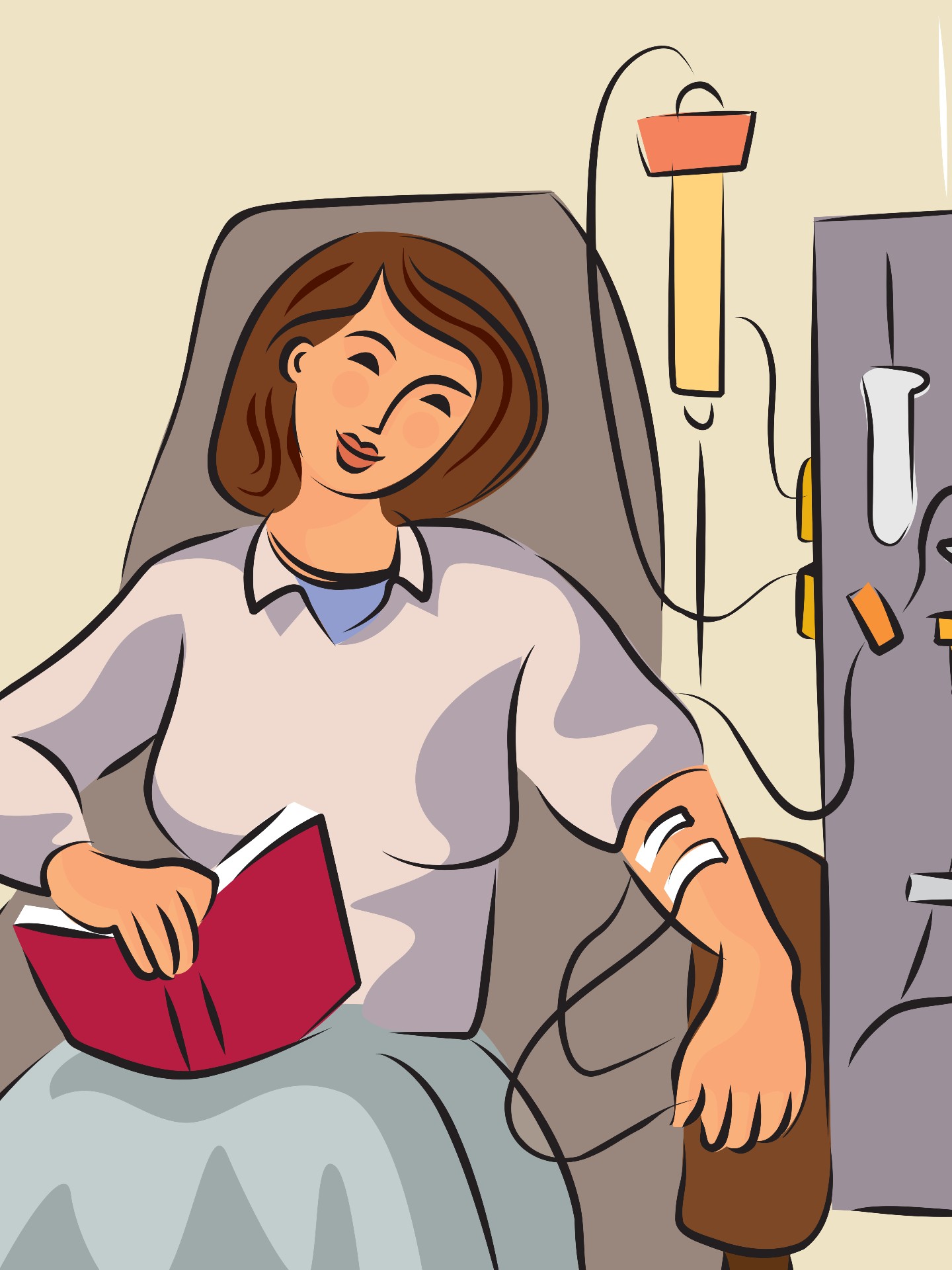 Illustration of a woman receiving dialysis