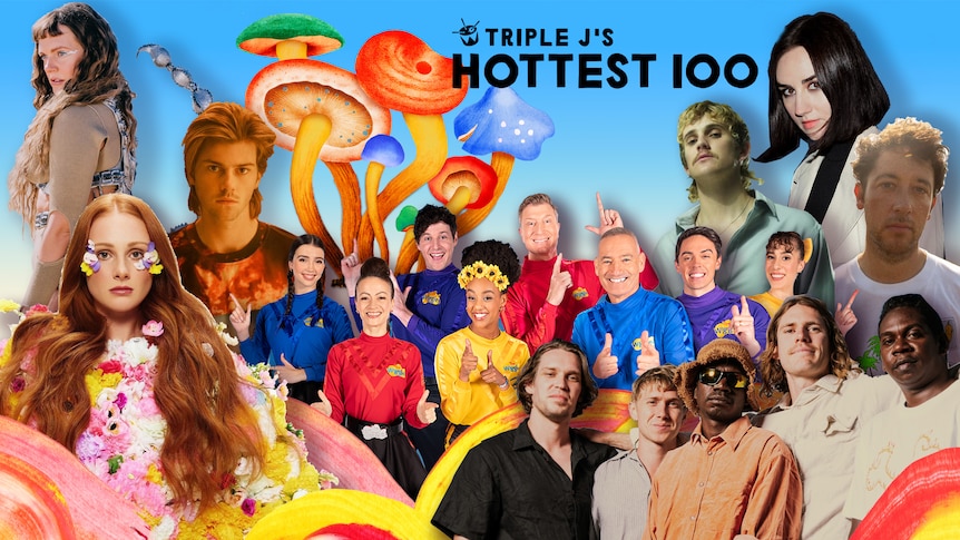 A collage of Tove Lo, Vera Blue, Ruel, The Wiggles, King Stingray, Spacey Jane, The Wombats and Meg Mac
