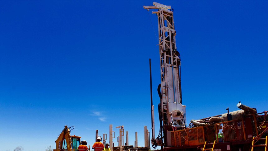 A wide shot of the bore drilling rig on Neutral Junction cattle station