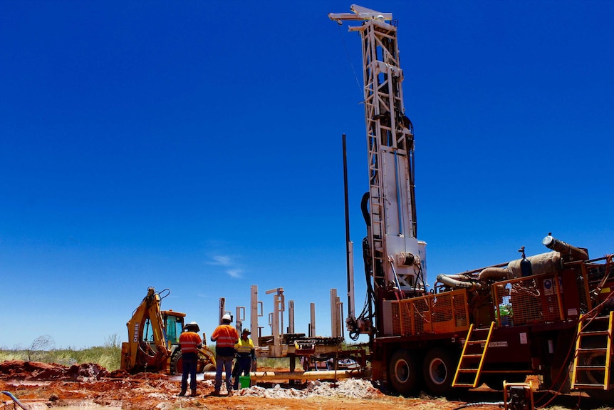 A wide shot of the bore drilling rig on Neutral Junction cattle station