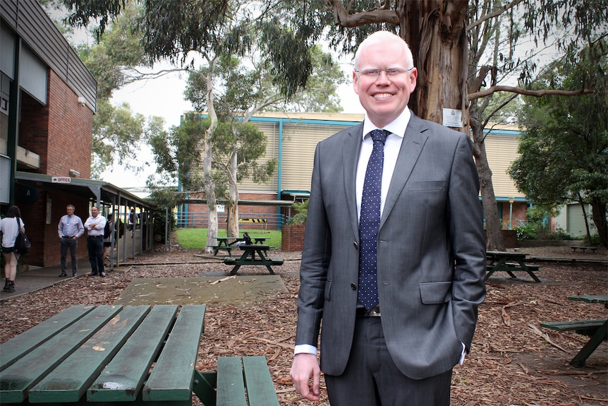 Gareth Ward stands outside Bomaderry High School.