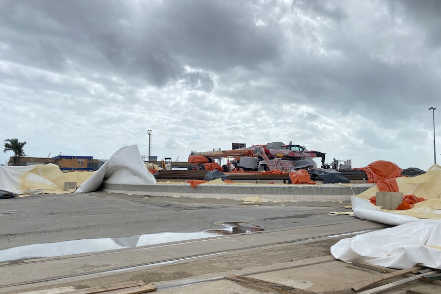 The remains of a giant inflatable dome at Port Adelaide.