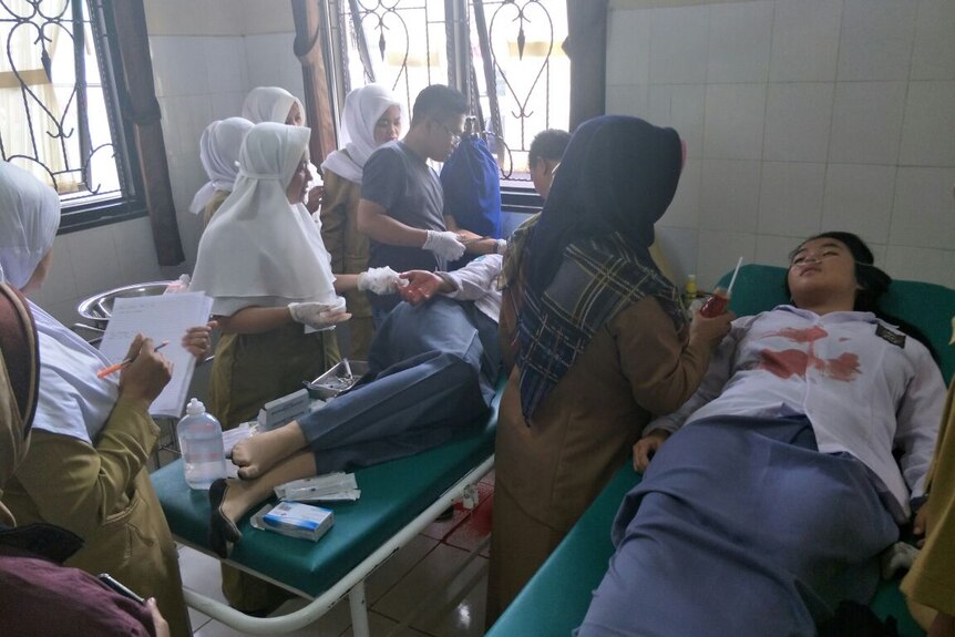 A hospital was damaged in Indonesia earthquake.