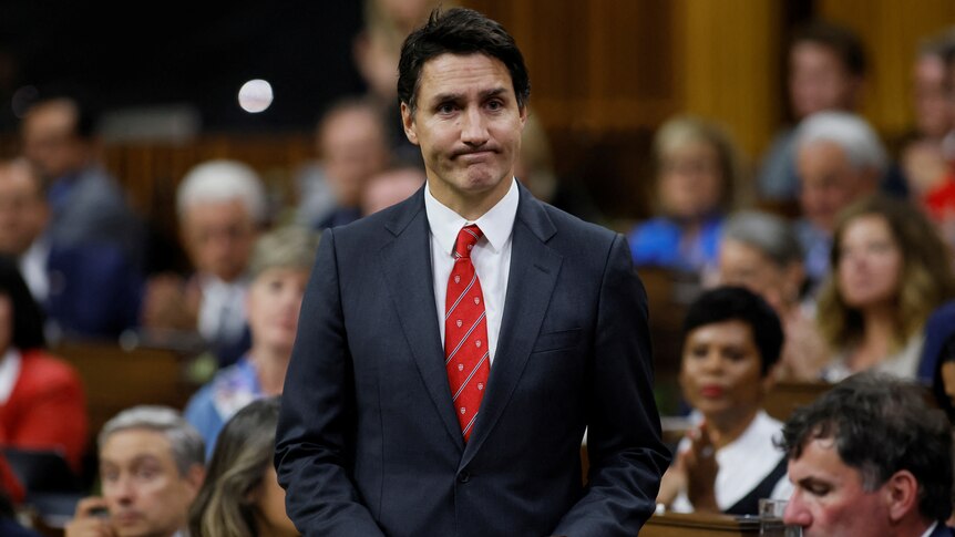 Justin Trudeau rises to make a statement in the House of Commons.