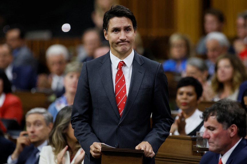 Justin Trudeau rises to make a statement in the House of Commons.