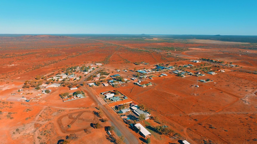 Red earth of the Yalgoo townsite from above