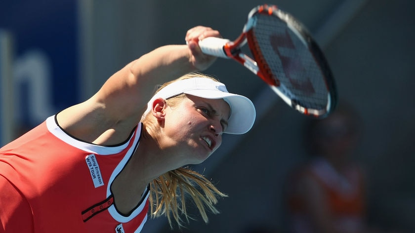 Dokic serves in Hobart