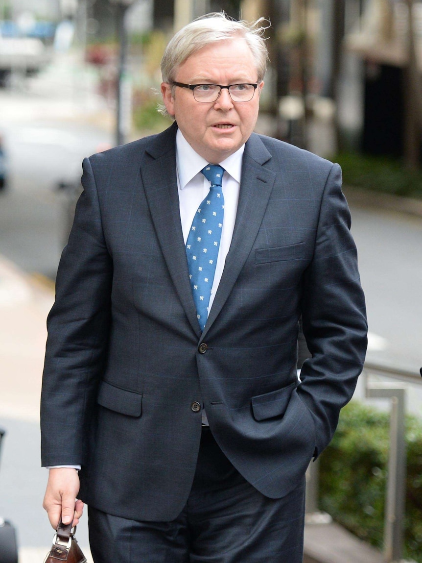 Former prime minister Kevin Rudd arrives to give evidence