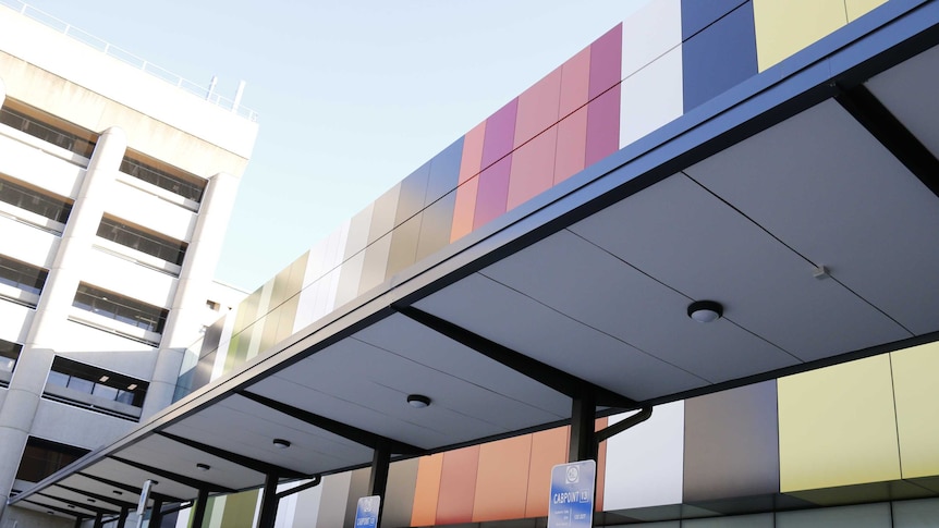 Colourful cladding at the Centenary Hospital for Women and Children in Canberra.