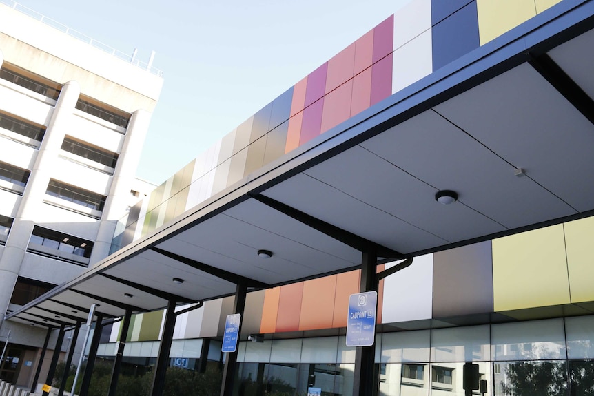 Colourful cladding at the Centenary Hospital for Women and Children in Canberra.