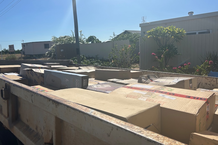 A truck tray full of mail boxes