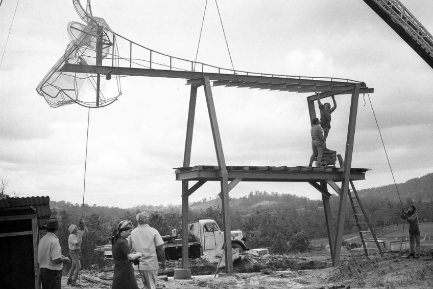 Frame of big cow being constructed