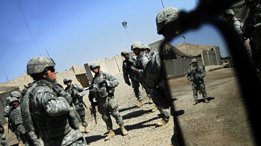 US soldiers taking orders in Iraq