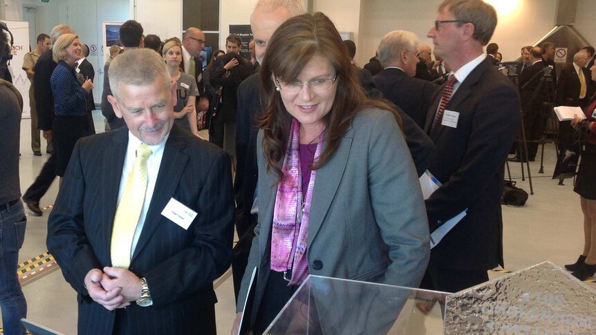 ACT Labor Senator Kate Lundy (right) and the ANU's Roger Franzen launched the space policy at Mount Stromlo Observatory in Canberra.