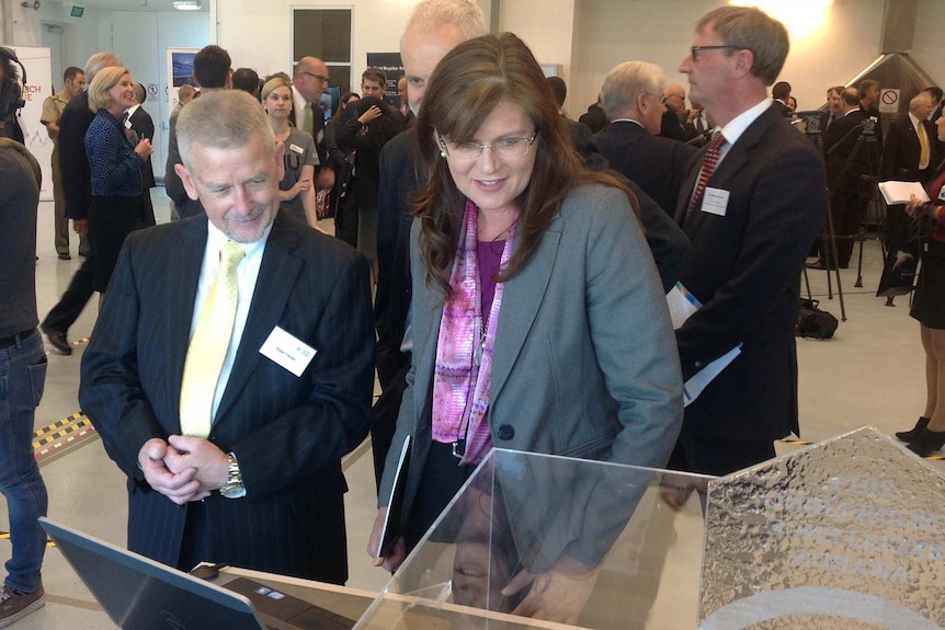 ACT Labor Senator Kate Lundy (right) and the ANU's Roger Franzen launched the space policy at Mount Stromlo Observatory in Canberra.