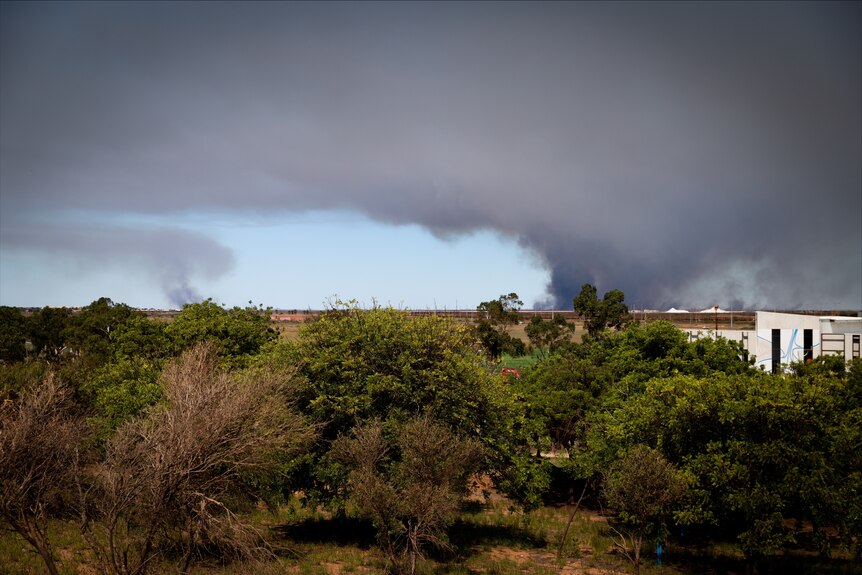 Smoke clouds fill the sky over Port Hedland.