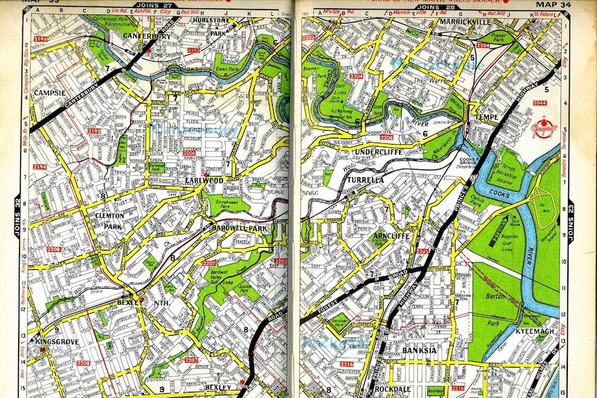 A colourful map of the Sydney suburb of Arncliffe, circa 1971.