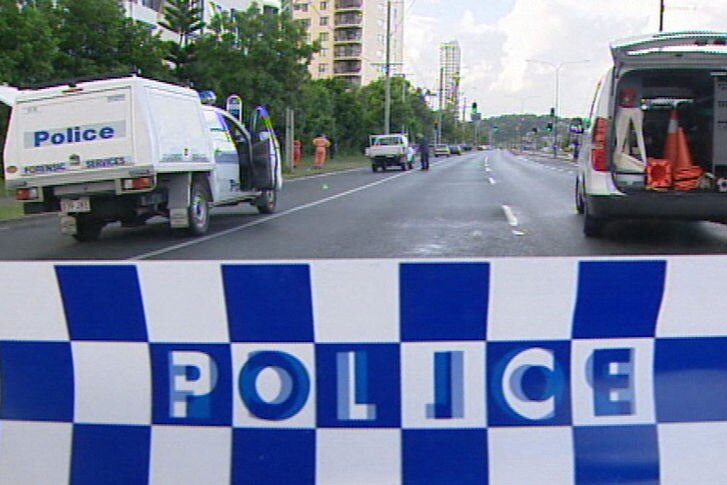 TV still of scene where man was shot dead after road rage incident on Gold Coast.